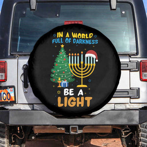 Be A Light Christmas Hanukkah Spare Tire Cover Interfaith Family Gift TS12 No hole Black Print Your Wear
