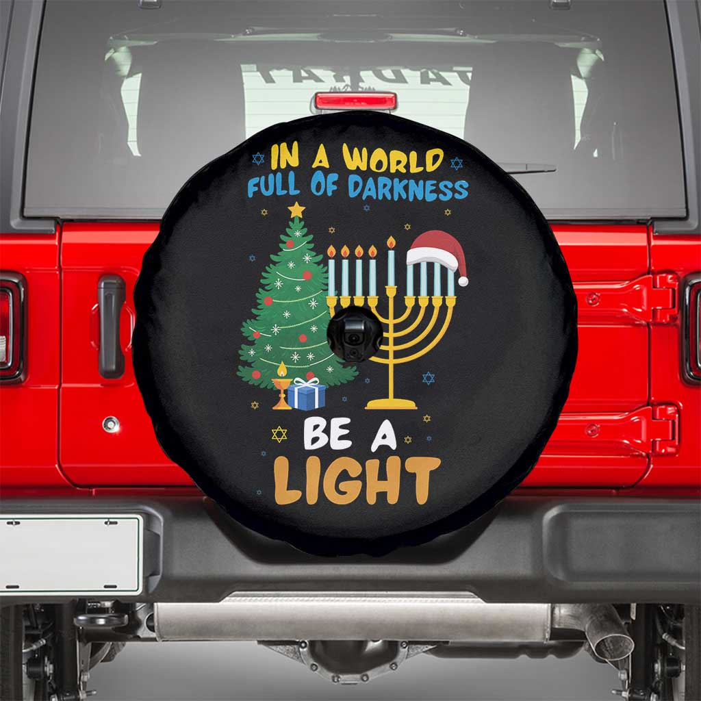 Be A Light Christmas Hanukkah Spare Tire Cover Interfaith Family Gift TS12 Black Print Your Wear