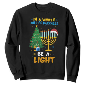 Be A Light Christmas Hanukkah Sweatshirt Interfaith Family Gift TS12 Black Print Your Wear