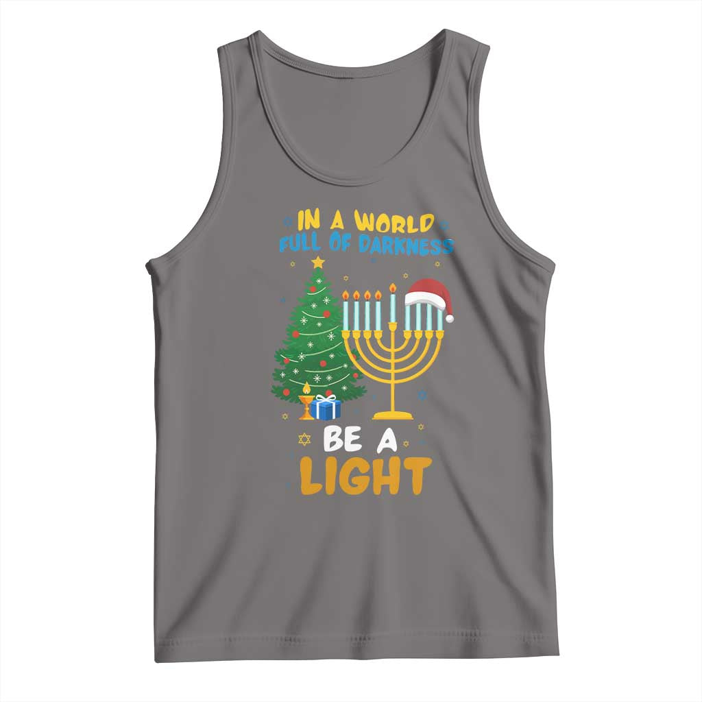 Be A Light Christmas Hanukkah Tank Top Interfaith Family Gift TS12 Deep Heather Print Your Wear