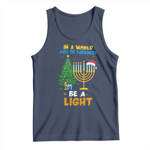 Be A Light Christmas Hanukkah Tank Top Interfaith Family Gift TS12 Navy Print Your Wear