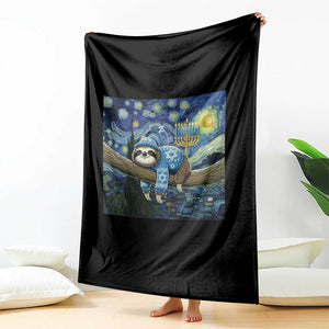 Funny Hanukkah Sloth Throw Blanket Van Gogh Starry Night Jewish Gift TS12 Print Your Wear