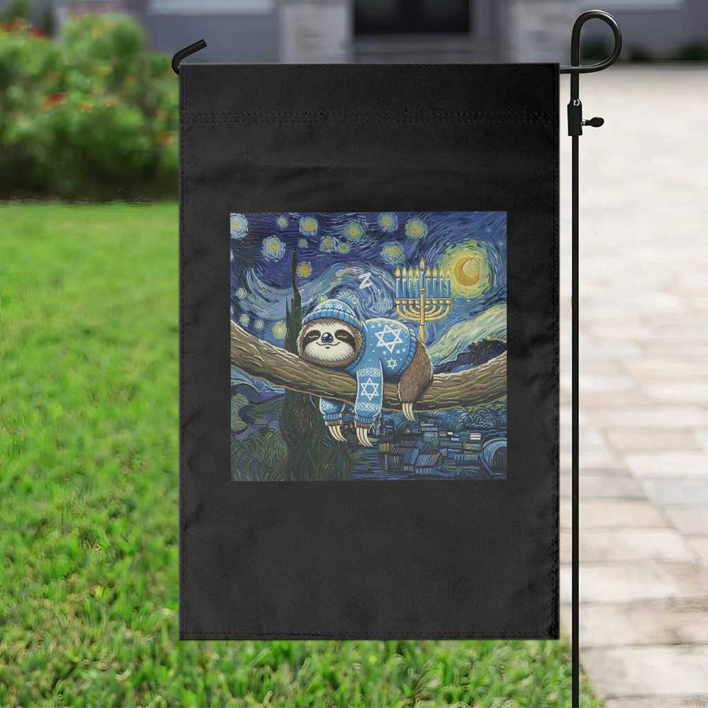 Funny Hanukkah Sloth Garden Flag Van Gogh Starry Night Jewish Gift TS12 Print Your Wear