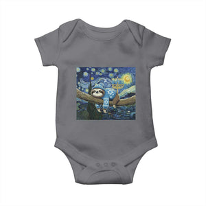 Funny Hanukkah Sloth Baby Onesie Van Gogh Starry Night Jewish Gift TS12 Charcoal Print Your Wear