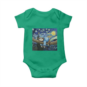Funny Hanukkah Sloth Baby Onesie Van Gogh Starry Night Jewish Gift TS12 Irish Green Print Your Wear