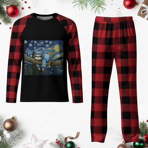 Funny Hanukkah Sloth Plaid Pajama Set Van Gogh Starry Night Jewish Gift TS12 Buffalo Plaid Print Your Wear