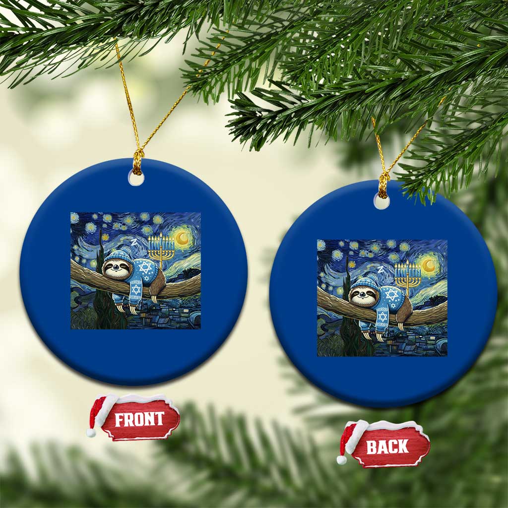 Funny Hanukkah Sloth Ceramic Ornament Van Gogh Starry Night Jewish Gift TS12 1pc Blue Print Your Wear