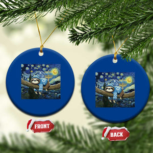 Funny Hanukkah Sloth Ceramic Ornament Van Gogh Starry Night Jewish Gift TS12 1pc Blue Print Your Wear