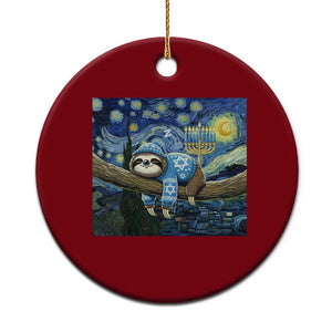 Funny Hanukkah Sloth Ceramic Ornament Van Gogh Starry Night Jewish Gift TS12 1pc Red Print Your Wear