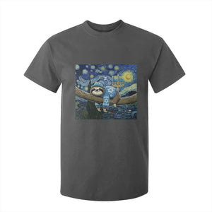 Funny Hanukkah Sloth T Shirt For Kid Van Gogh Starry Night Jewish Gift TS12 Dark Heather Print Your Wear