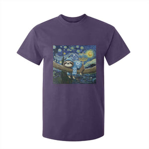 Funny Hanukkah Sloth T Shirt For Kid Van Gogh Starry Night Jewish Gift TS12 Purple Print Your Wear
