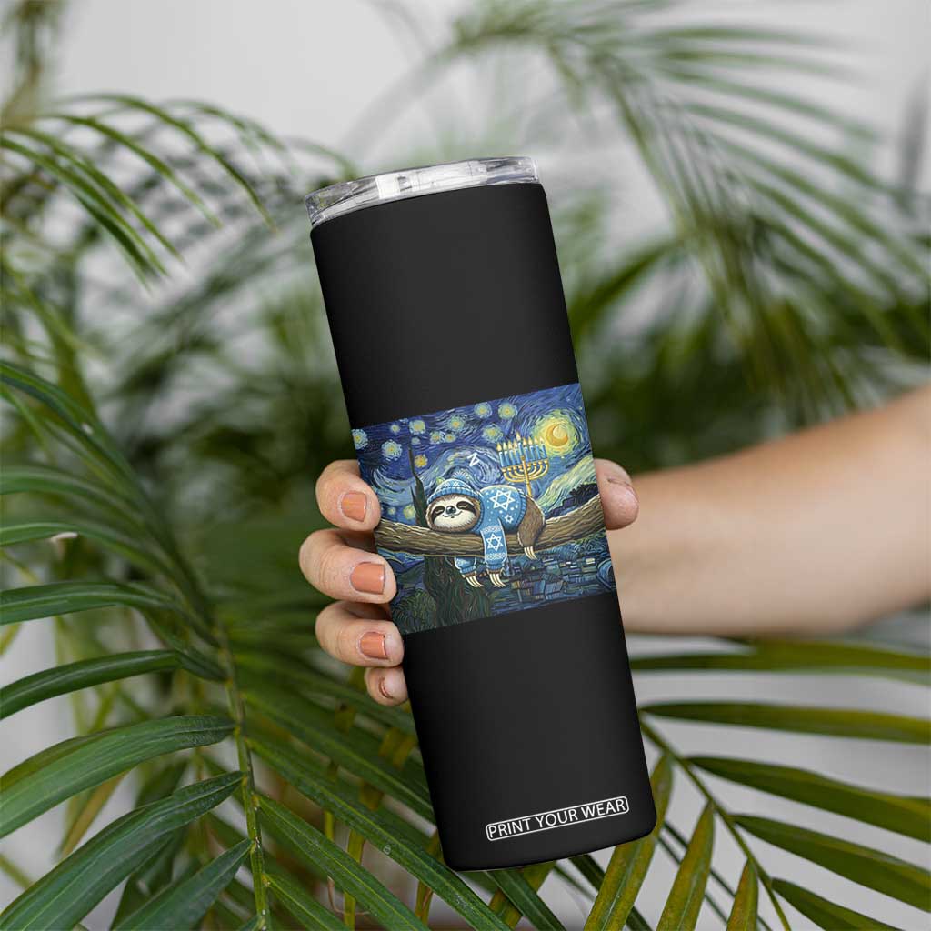 Funny Hanukkah Sloth Skinny Tumbler Van Gogh Starry Night Jewish Gift TS12 Print Your Wear