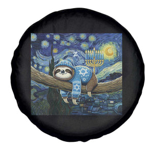 Funny Hanukkah Sloth Spare Tire Cover Van Gogh Starry Night Jewish Gift TS12 Print Your Wear