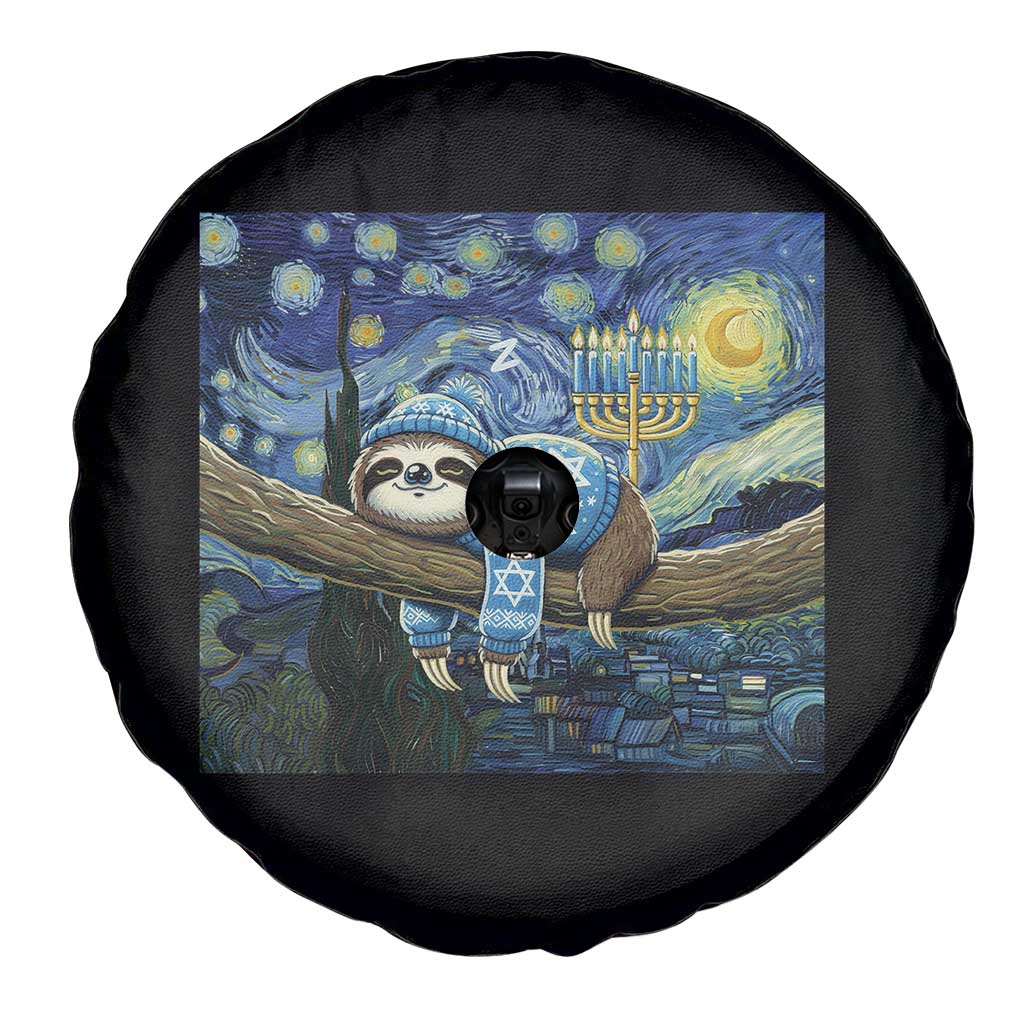 Funny Hanukkah Sloth Spare Tire Cover Van Gogh Starry Night Jewish Gift TS12 Print Your Wear