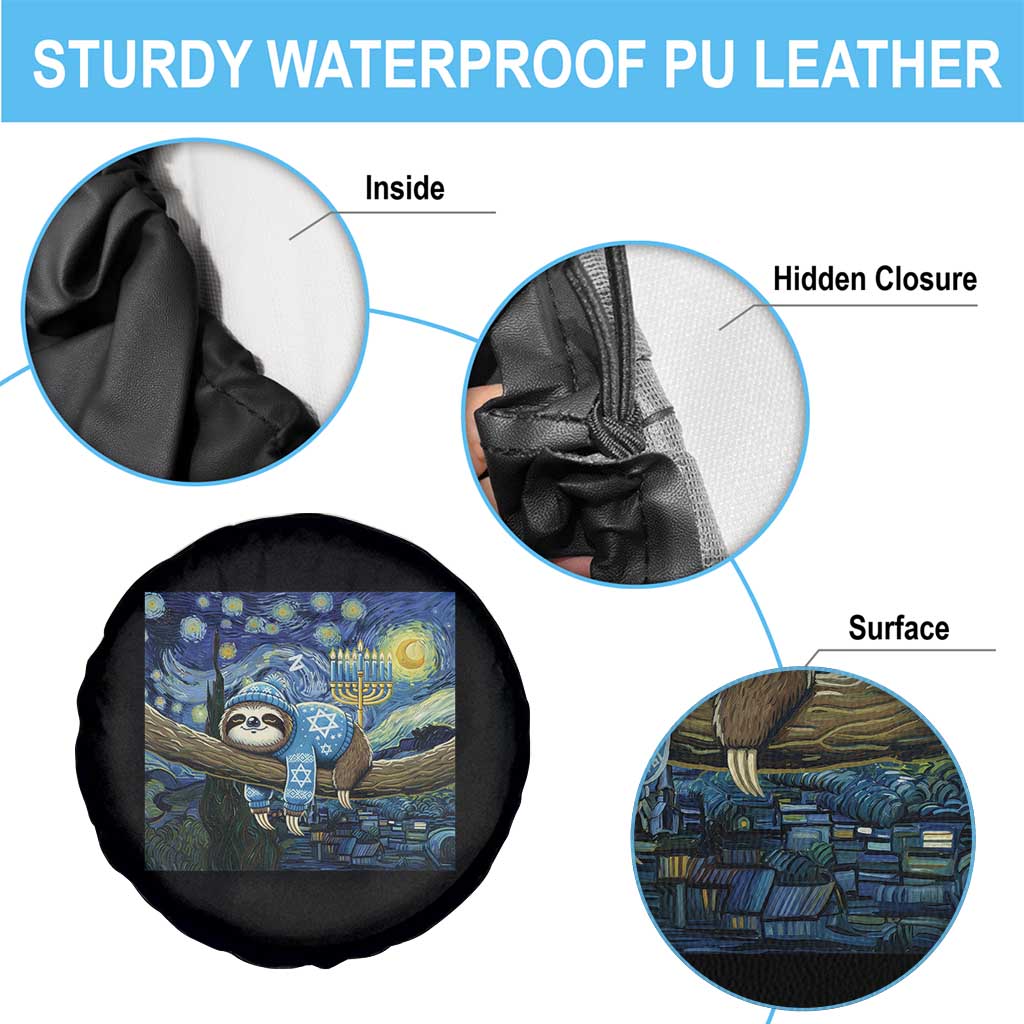 Funny Hanukkah Sloth Spare Tire Cover Van Gogh Starry Night Jewish Gift TS12 Print Your Wear