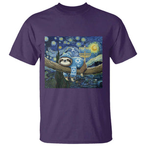 Funny Hanukkah Sloth T Shirt Van Gogh Starry Night Jewish Gift TS12 Purple Print Your Wear