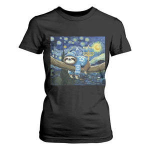 Funny Hanukkah Sloth T Shirt For Women Van Gogh Starry Night Jewish Gift TS12 Black Print Your Wear