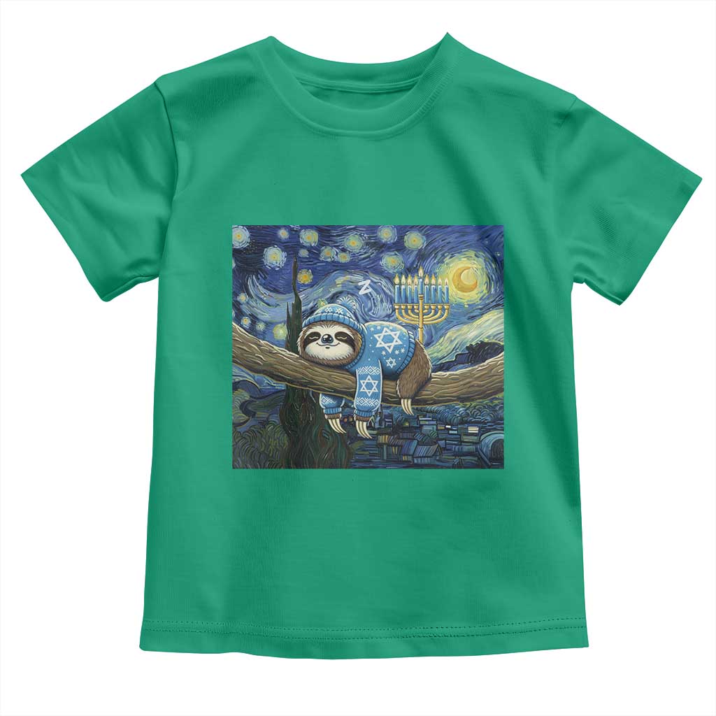 Funny Hanukkah Sloth Toddler T Shirt Van Gogh Starry Night Jewish Gift TS12 Irish Green Print Your Wear