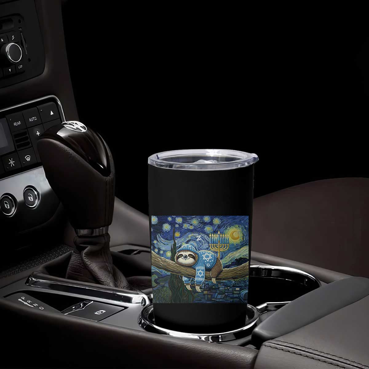 Funny Hanukkah Sloth Tumbler Cup Van Gogh Starry Night Jewish Gift TS12 Print Your Wear