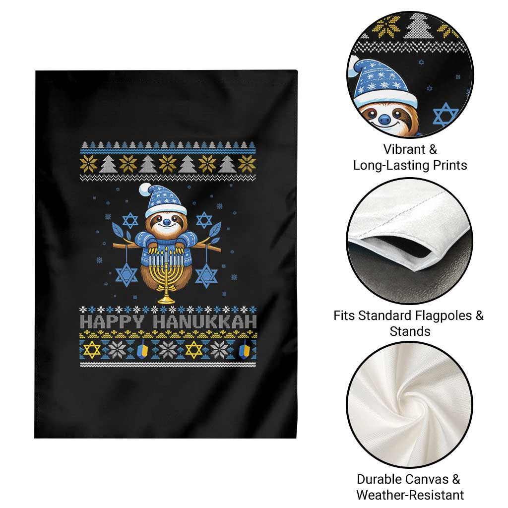 Happy Hanukkah Ugly Sweater Garden Flag Funny Sloth Carrying Menorah Jewish Gift TS12 Print Your Wear