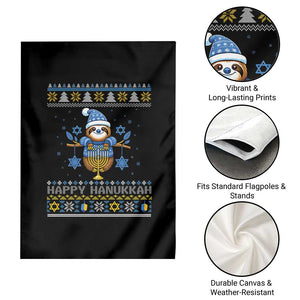 Happy Hanukkah Ugly Sweater Garden Flag Funny Sloth Carrying Menorah Jewish Gift TS12 Print Your Wear