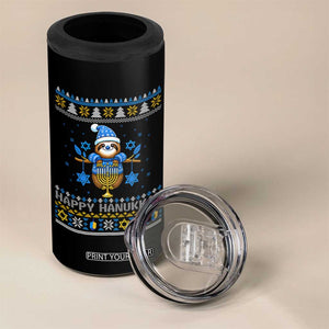 Happy Hanukkah Ugly Sweater 4 in 1 Can Cooler Tumbler Funny Sloth Carrying Menorah Jewish Gift TS12 Print Your Wear