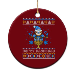 Happy Hanukkah Ugly Sweater Ceramic Ornament Funny Sloth Carrying Menorah Jewish Gift TS12 1pc Red Print Your Wear