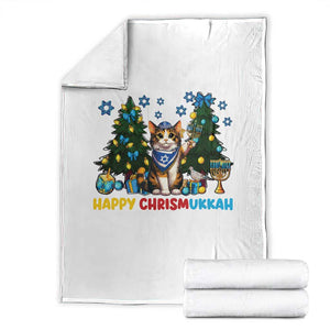 Happy Chrismukkah Throw Blanket Funny Christmas Hanukkah Cat Lover Gift TS12 Black Print Your Wear