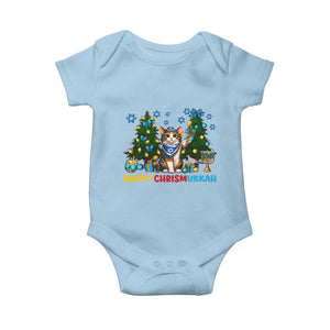Happy Chrismukkah Baby Onesie Funny Christmas Hanukkah Cat Lover Gift TS12 Light Blue Print Your Wear
