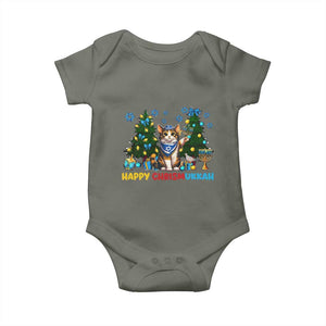 Happy Chrismukkah Baby Onesie Funny Christmas Hanukkah Cat Lover Gift TS12 Military Green Print Your Wear