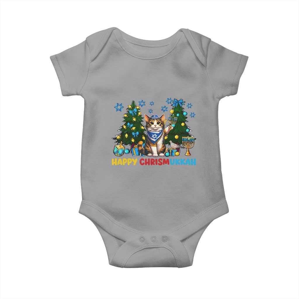Happy Chrismukkah Baby Onesie Funny Christmas Hanukkah Cat Lover Gift TS12 Sport Gray Print Your Wear