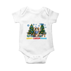 Happy Chrismukkah Baby Onesie Funny Christmas Hanukkah Cat Lover Gift TS12 White Print Your Wear