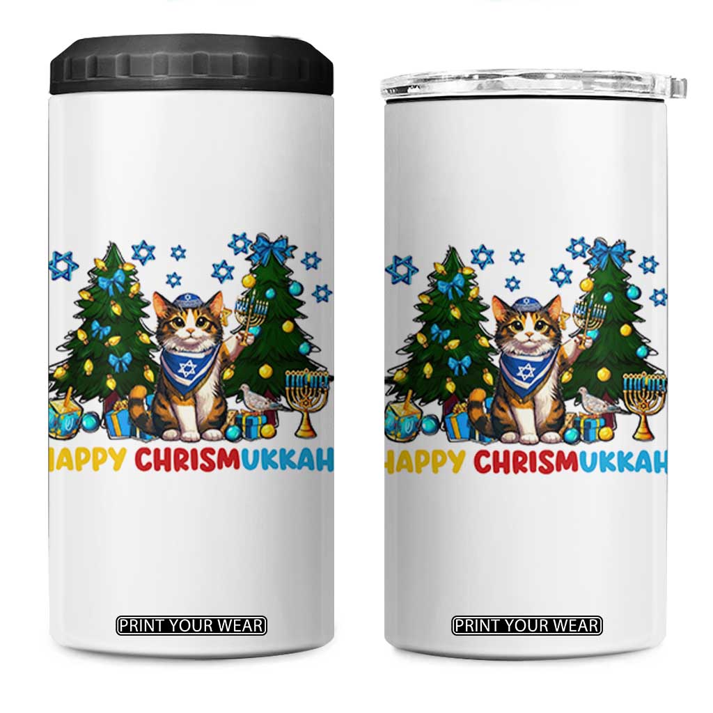 Happy Chrismukkah 4 in 1 Can Cooler Tumbler Funny Christmas Hanukkah Cat Lover Gift TS12 One Size: 16 oz White Print Your Wear