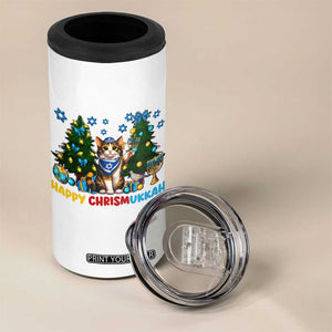 Happy Chrismukkah 4 in 1 Can Cooler Tumbler Funny Christmas Hanukkah Cat Lover Gift TS12 Print Your Wear