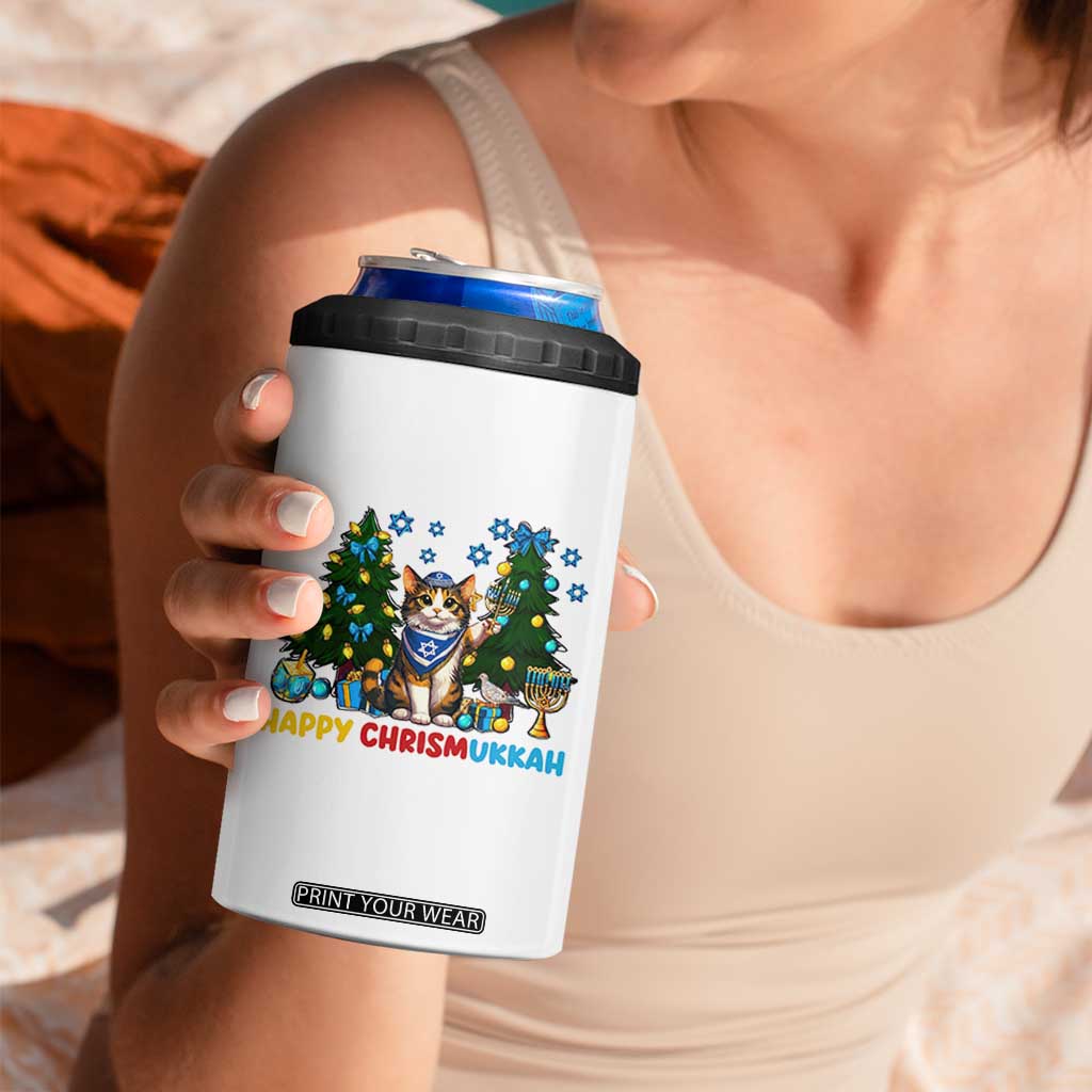 Happy Chrismukkah 4 in 1 Can Cooler Tumbler Funny Christmas Hanukkah Cat Lover Gift TS12 Print Your Wear