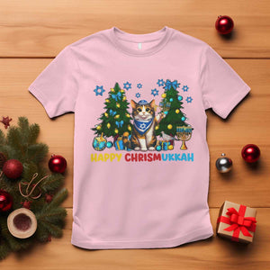 Happy Chrismukkah T Shirt Funny Christmas Hanukkah Cat Lover Gift TS12 Light Pink Print Your Wear