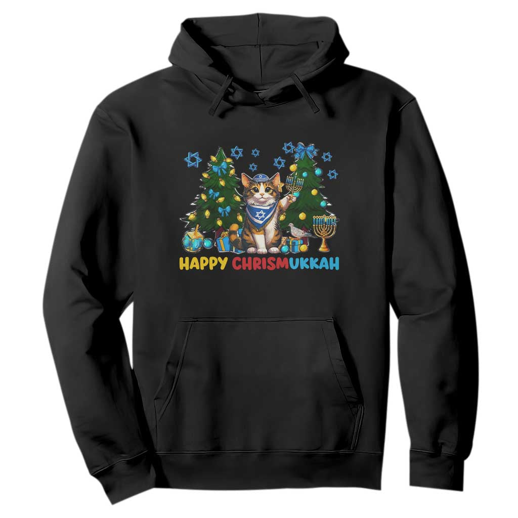 Happy Chrismukkah Hoodie Funny Christmas Hanukkah Cat Lover Gift TS12 Black Print Your Wear
