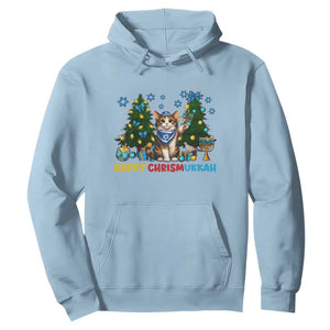 Happy Chrismukkah Hoodie Funny Christmas Hanukkah Cat Lover Gift TS12 Light Blue Print Your Wear