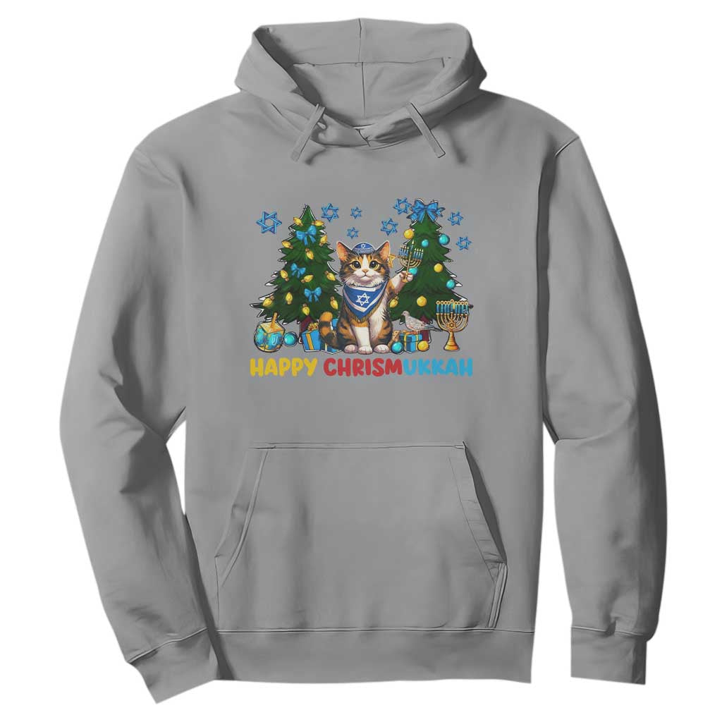 Happy Chrismukkah Hoodie Funny Christmas Hanukkah Cat Lover Gift TS12 Sport Gray Print Your Wear