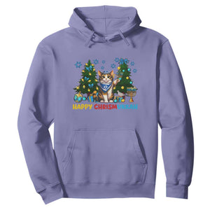 Happy Chrismukkah Hoodie Funny Christmas Hanukkah Cat Lover Gift TS12 Violet Print Your Wear