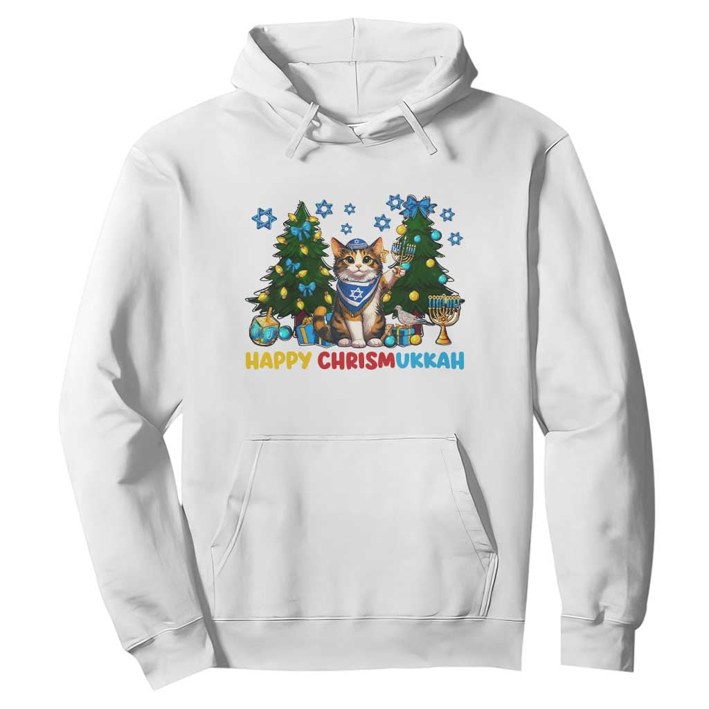 Happy Chrismukkah Hoodie Funny Christmas Hanukkah Cat Lover Gift TS12 White Print Your Wear