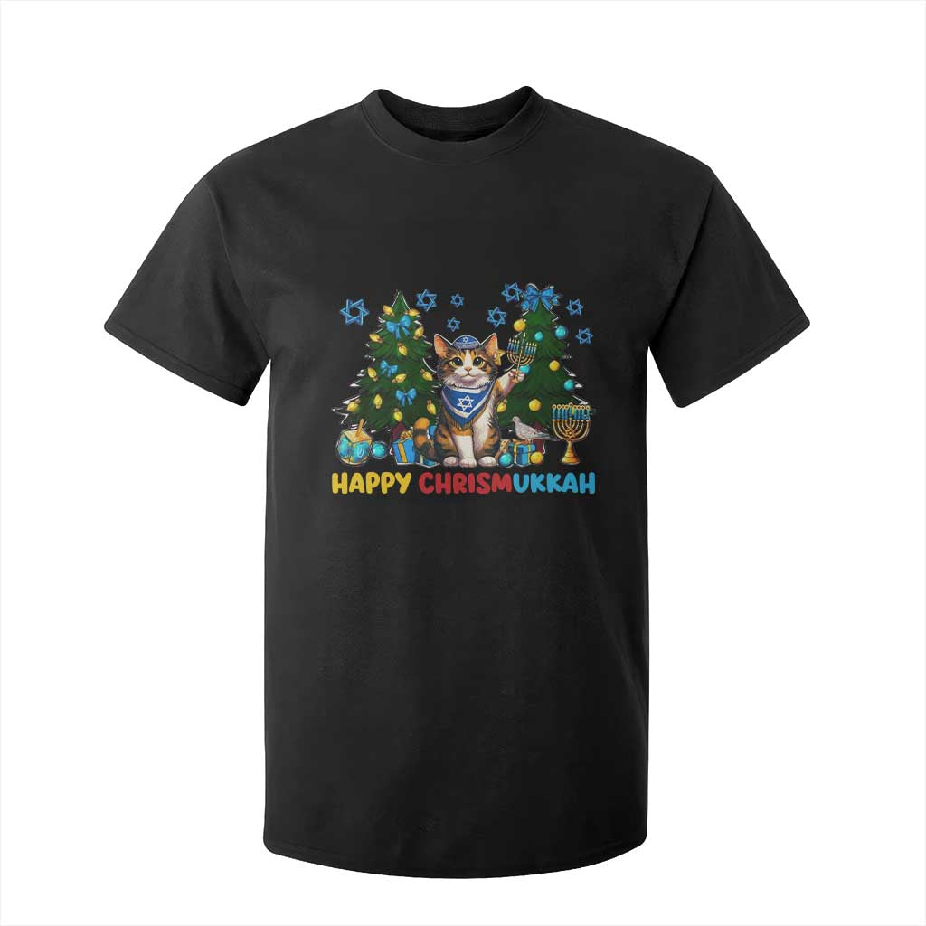 Happy Chrismukkah T Shirt For Kid Funny Christmas Hanukkah Cat Lover Gift TS12 Black Print Your Wear