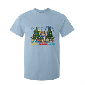 Happy Chrismukkah T Shirt For Kid Funny Christmas Hanukkah Cat Lover Gift TS12 Light Blue Print Your Wear