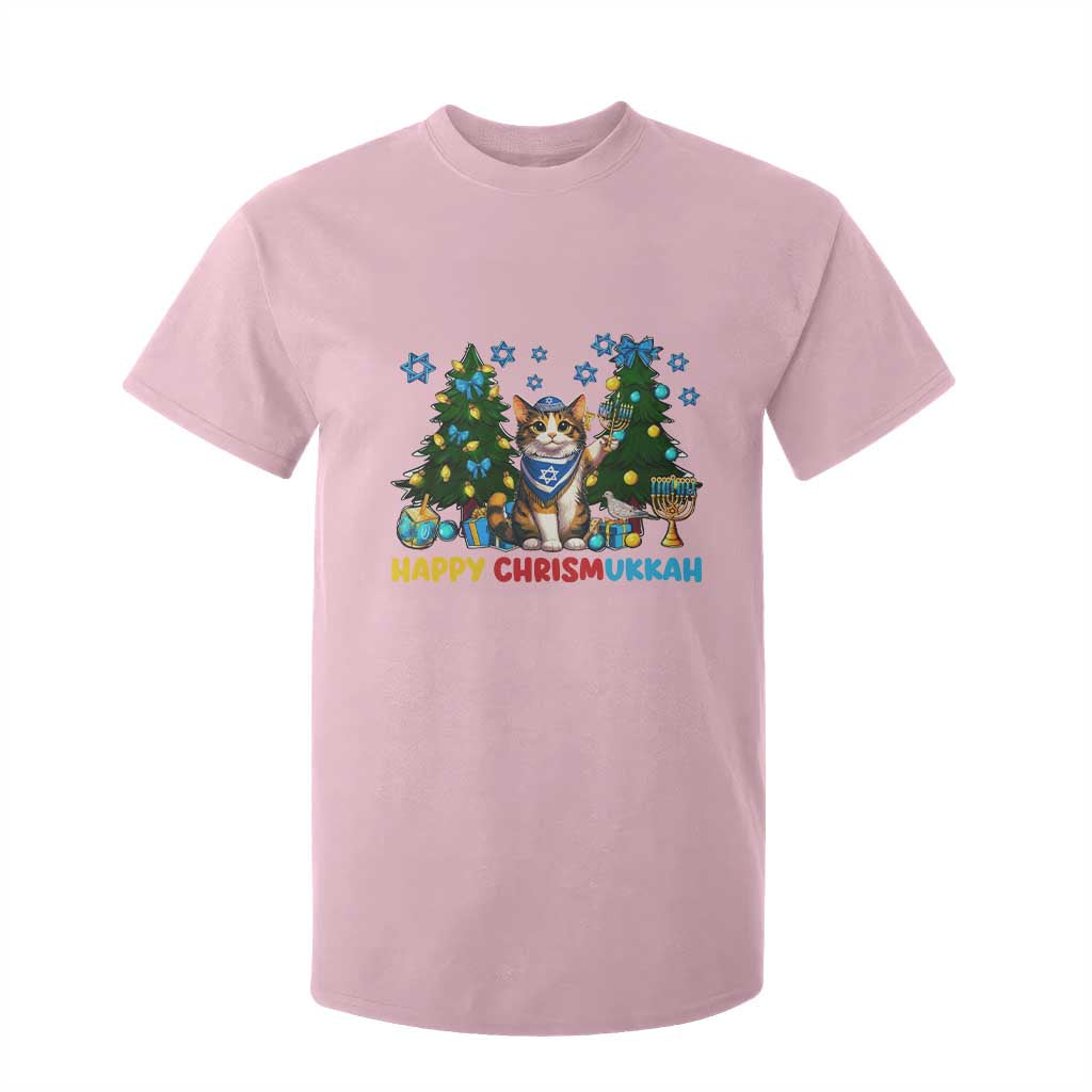 Happy Chrismukkah T Shirt For Kid Funny Christmas Hanukkah Cat Lover Gift TS12 Light Pink Print Your Wear