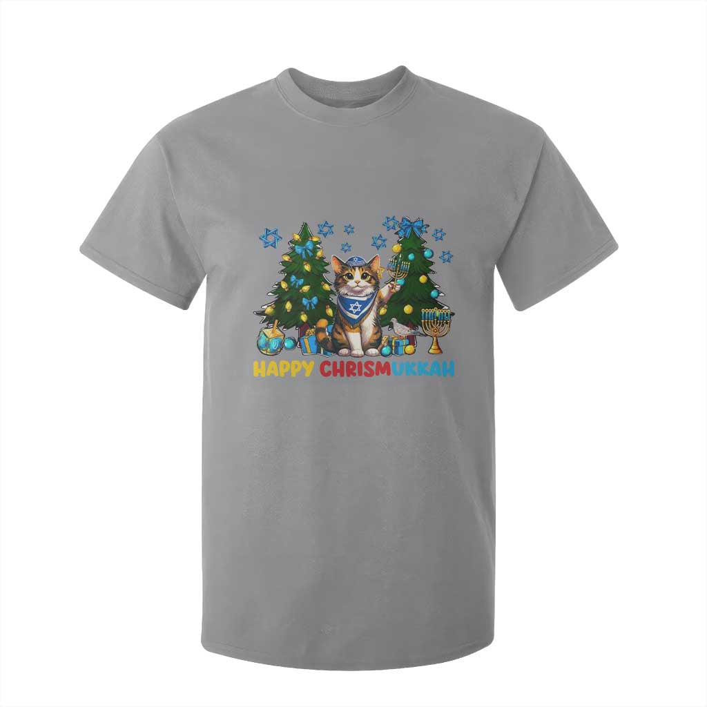 Happy Chrismukkah T Shirt For Kid Funny Christmas Hanukkah Cat Lover Gift TS12 Sport Gray Print Your Wear