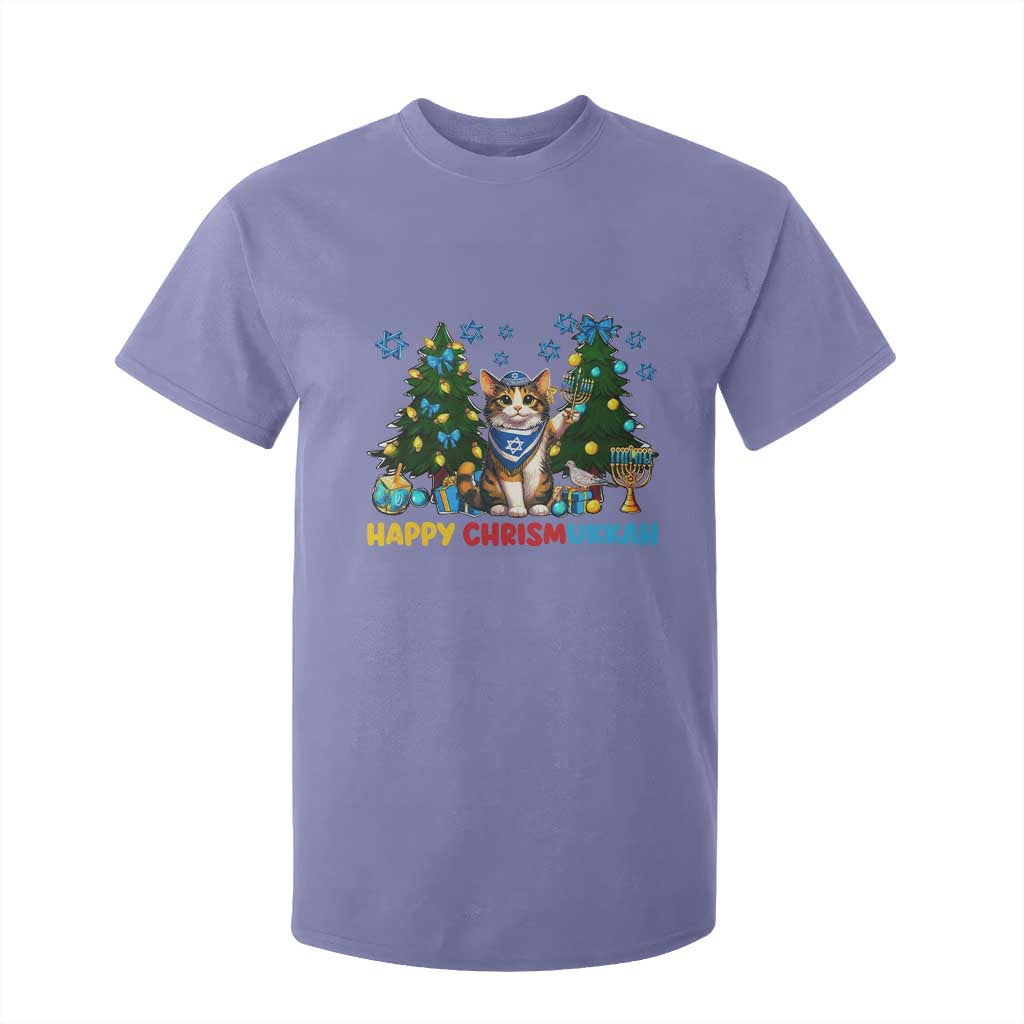 Happy Chrismukkah T Shirt For Kid Funny Christmas Hanukkah Cat Lover Gift TS12 Violet Print Your Wear