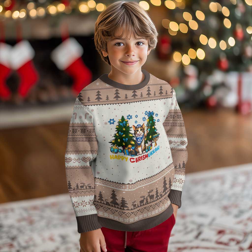 Happy Chrismukkah Ugly Christmas Sweater Funny Xmas Hanukkah Cat Lover Gift TS12 Mocha Mousse Print Your Wear