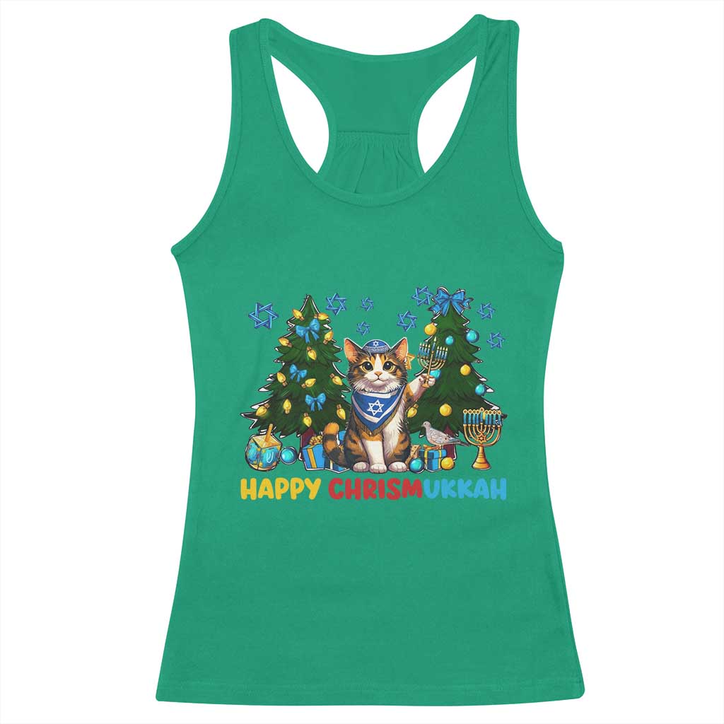 Happy Chrismukkah Racerback Tank Top Funny Christmas Hanukkah Cat Lover Gift TS12 Irish Green Print Your Wear