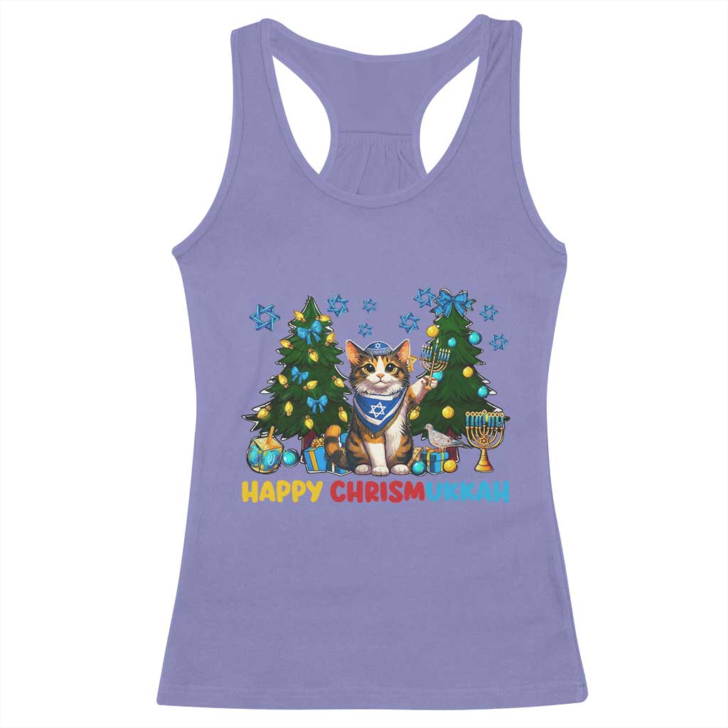 Happy Chrismukkah Racerback Tank Top Funny Christmas Hanukkah Cat Lover Gift TS12 Violet Print Your Wear