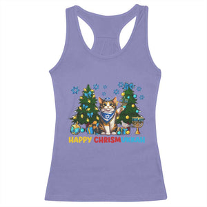 Happy Chrismukkah Racerback Tank Top Funny Christmas Hanukkah Cat Lover Gift TS12 Violet Print Your Wear